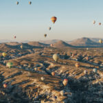 mountain landscape with Hot air balloons, Cappadocia, Turkey