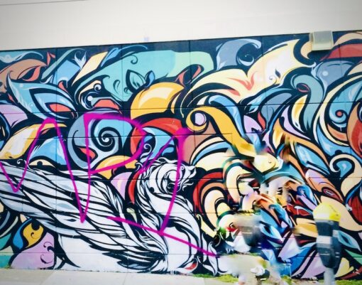 Art wall with graffiti works.