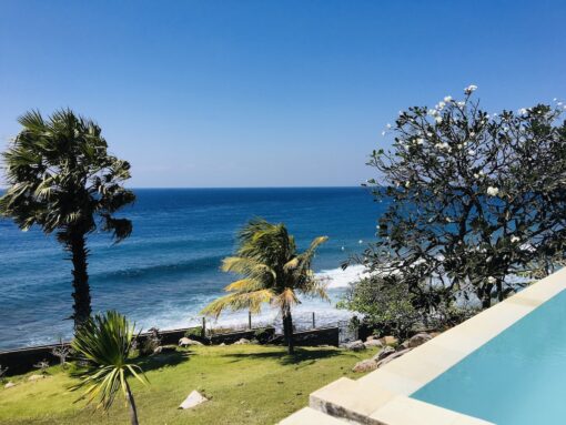 Beachfront villa with infinity pool.