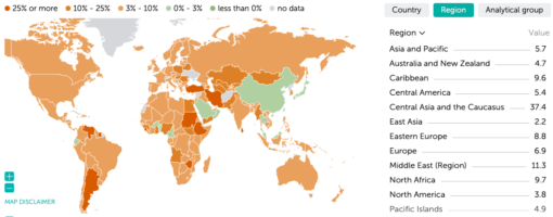 Global inflation rate map by IMF.