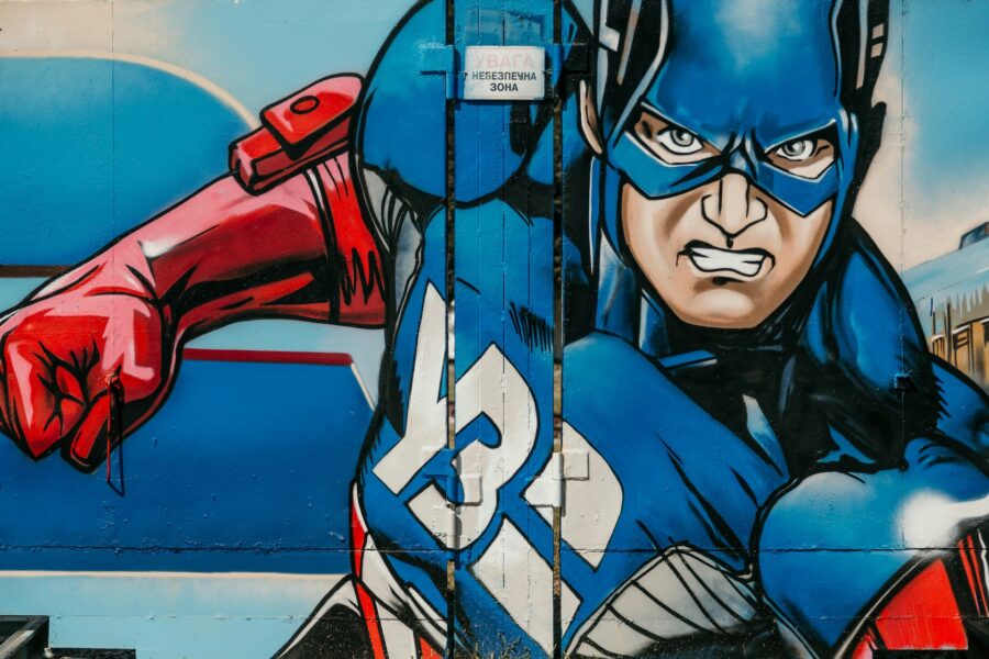 Image of Captain America preparing to fight.