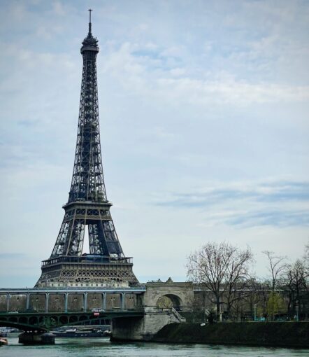 Eiffel Tower on a wintry day in Paris.