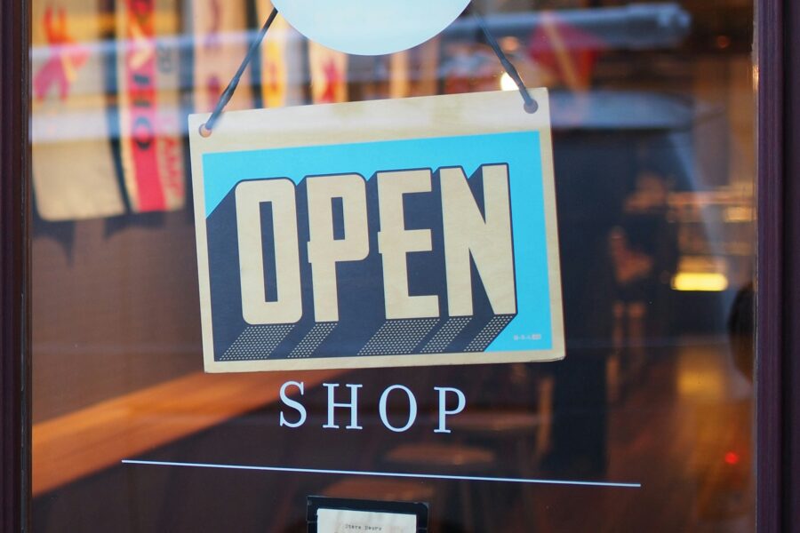 Open sign a. shopfront